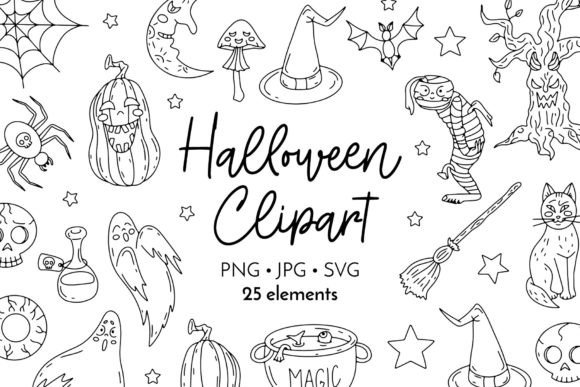 Line Art Halloween Vector Clipart Review